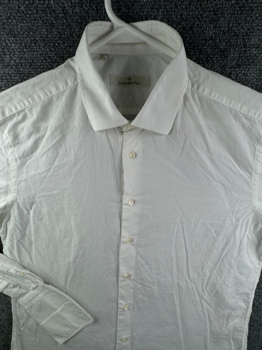 Ermenegildo Zegna Long Sleeve Button Up Shirt Men White Size 16 Cotton Adult